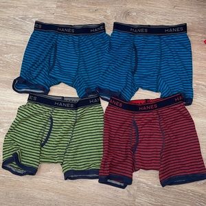 Boys Hanes Striped Cotton Boxer Briefs Underwear Set of 4 - size Large